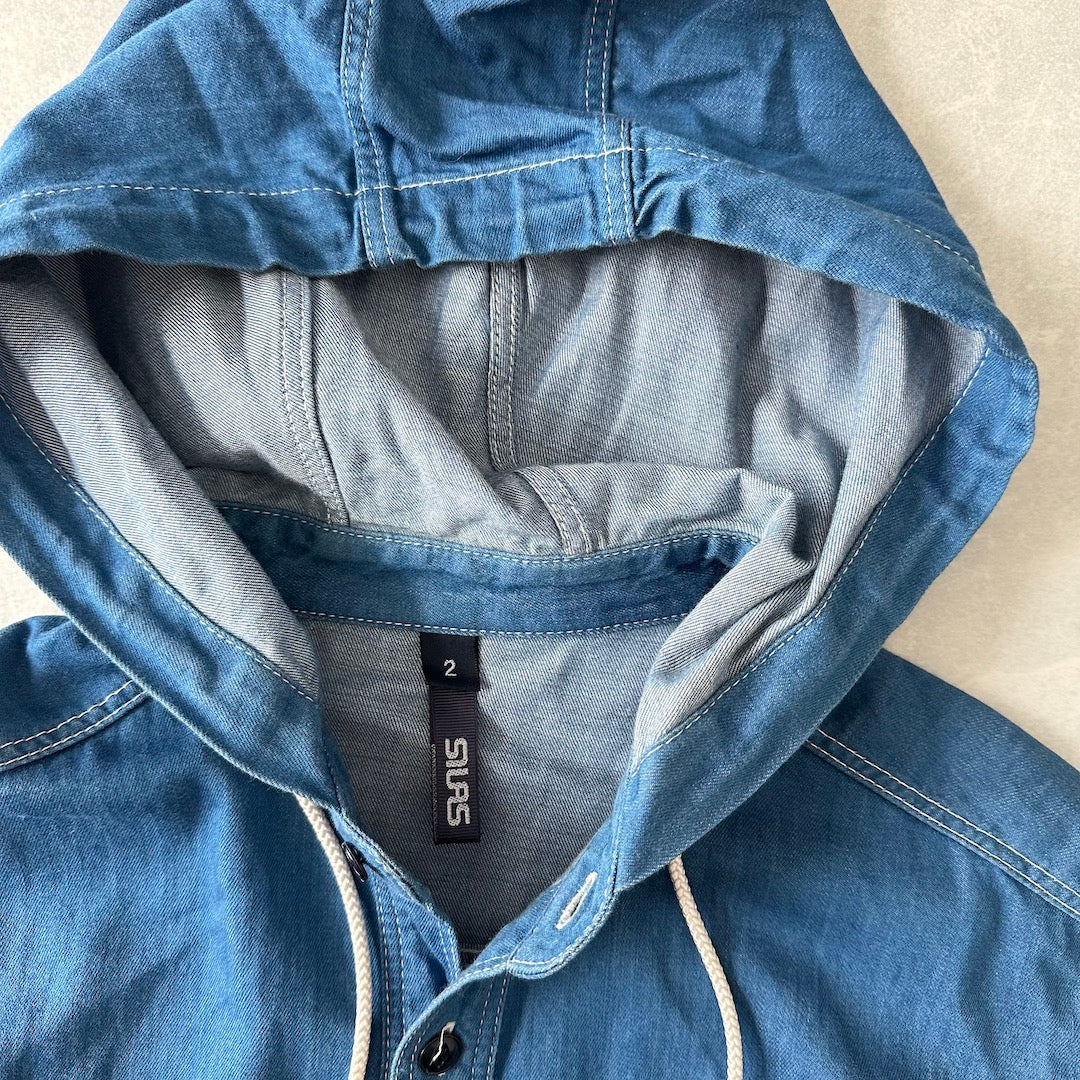 【SILAS】インディゴデニムワークシャツ パーカー ブルー M 古着 メンズ