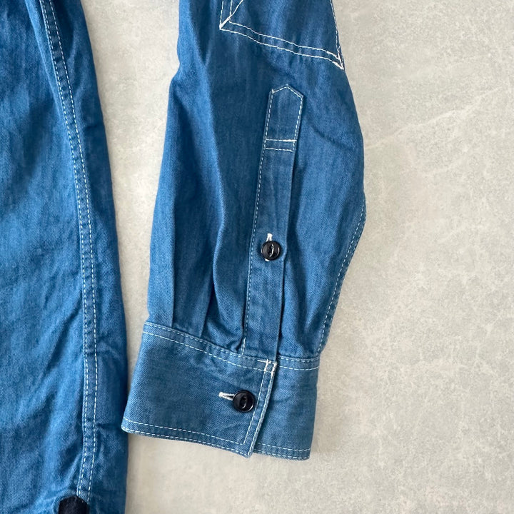 【SILAS】インディゴデニムワークシャツ パーカー ブルー M 古着 メンズ