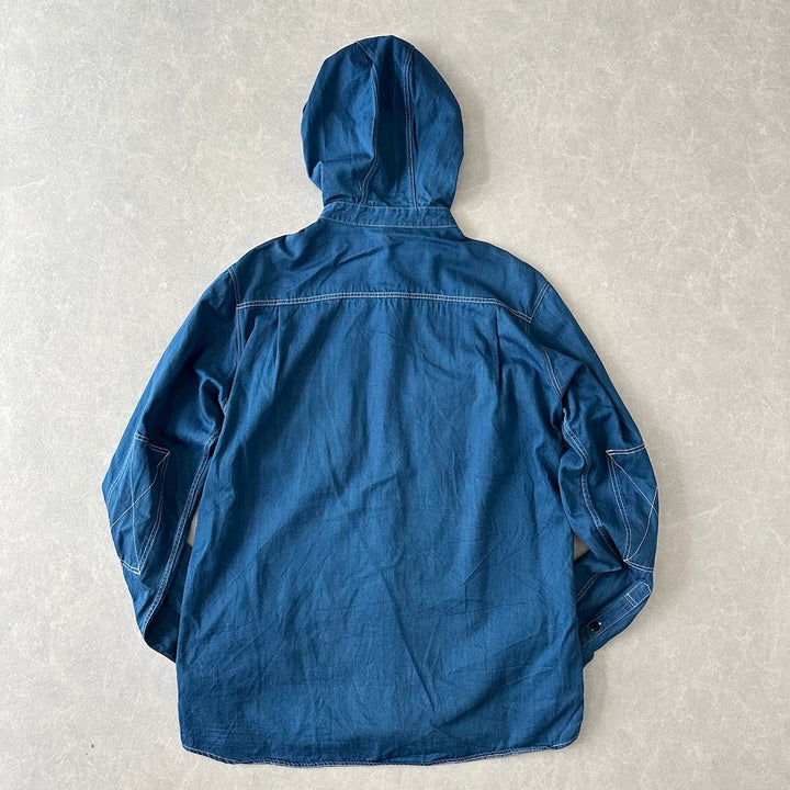 【SILAS】インディゴデニムワークシャツ パーカー ブルー M 古着 メンズ