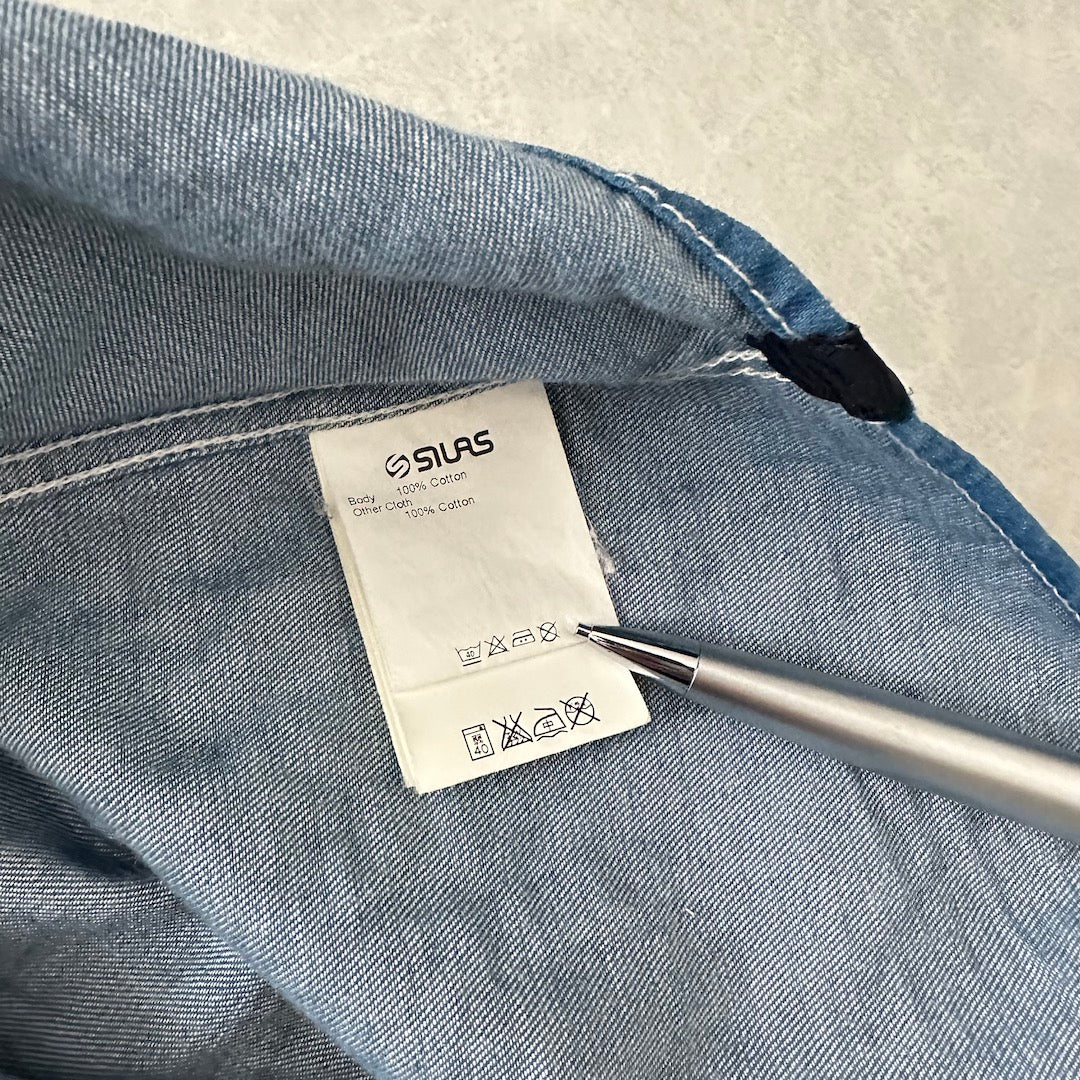 【SILAS】インディゴデニムワークシャツ パーカー ブルー M 古着 メンズ