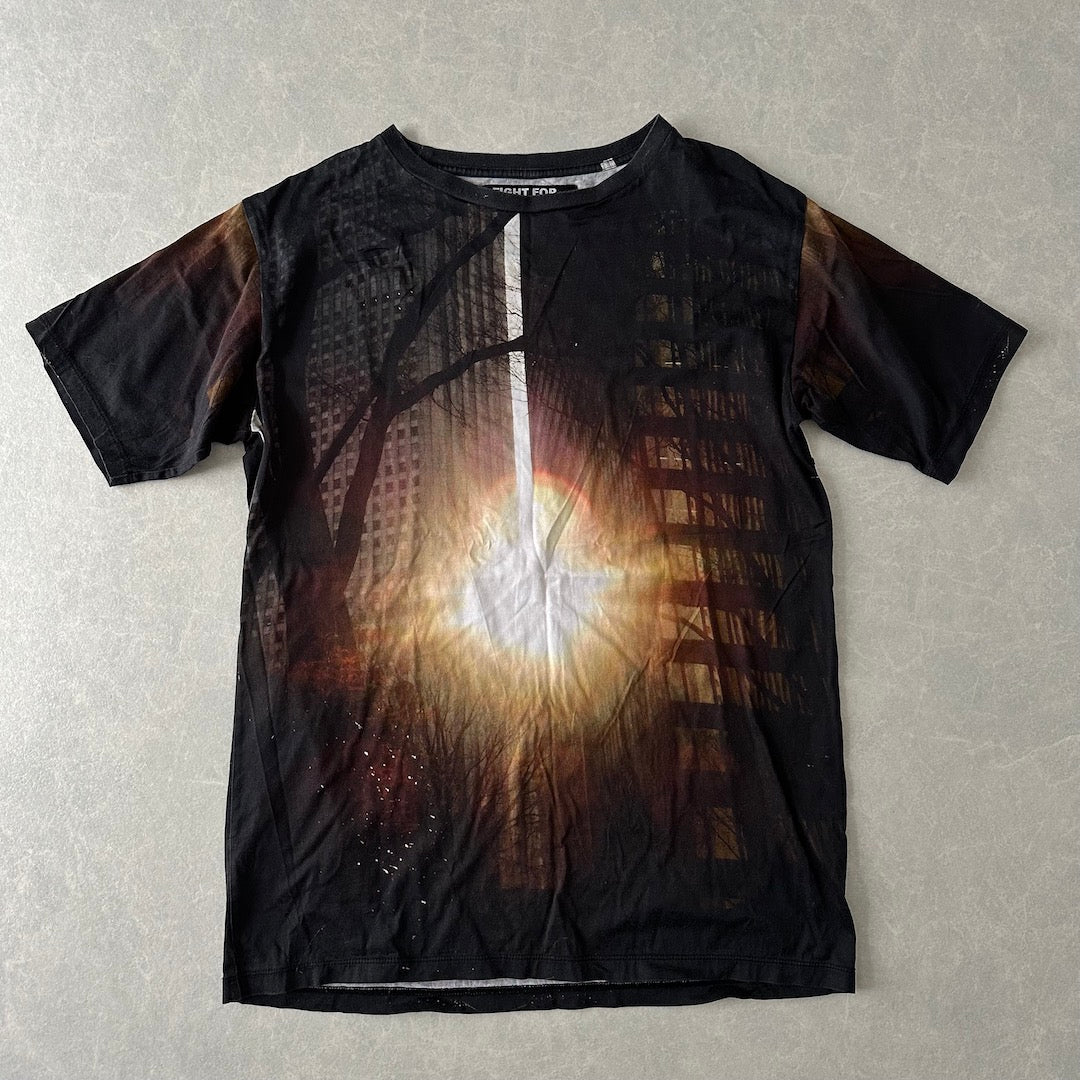 フォトプリント半袖Tシャツ 総柄 M 古着 メンズ