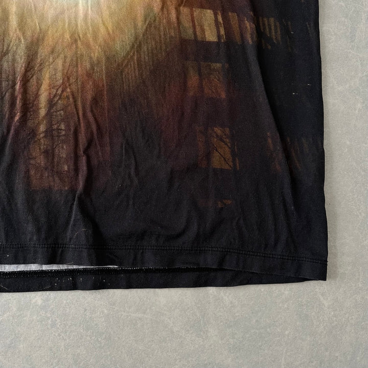 フォトプリント半袖Tシャツ 総柄 M 古着 メンズ