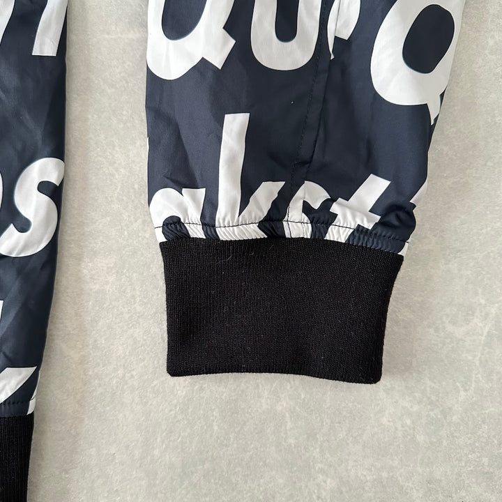 メッセージプリント リバーシブルナイロンブルゾン 総柄 LL 古着 メンズ