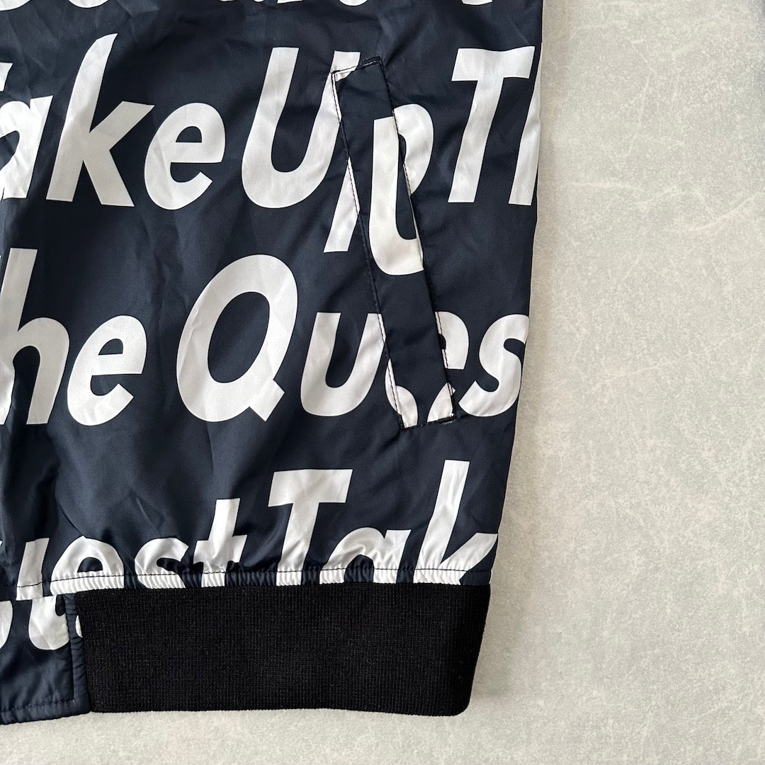 メッセージプリント リバーシブルナイロンブルゾン 総柄 LL 古着 メンズ