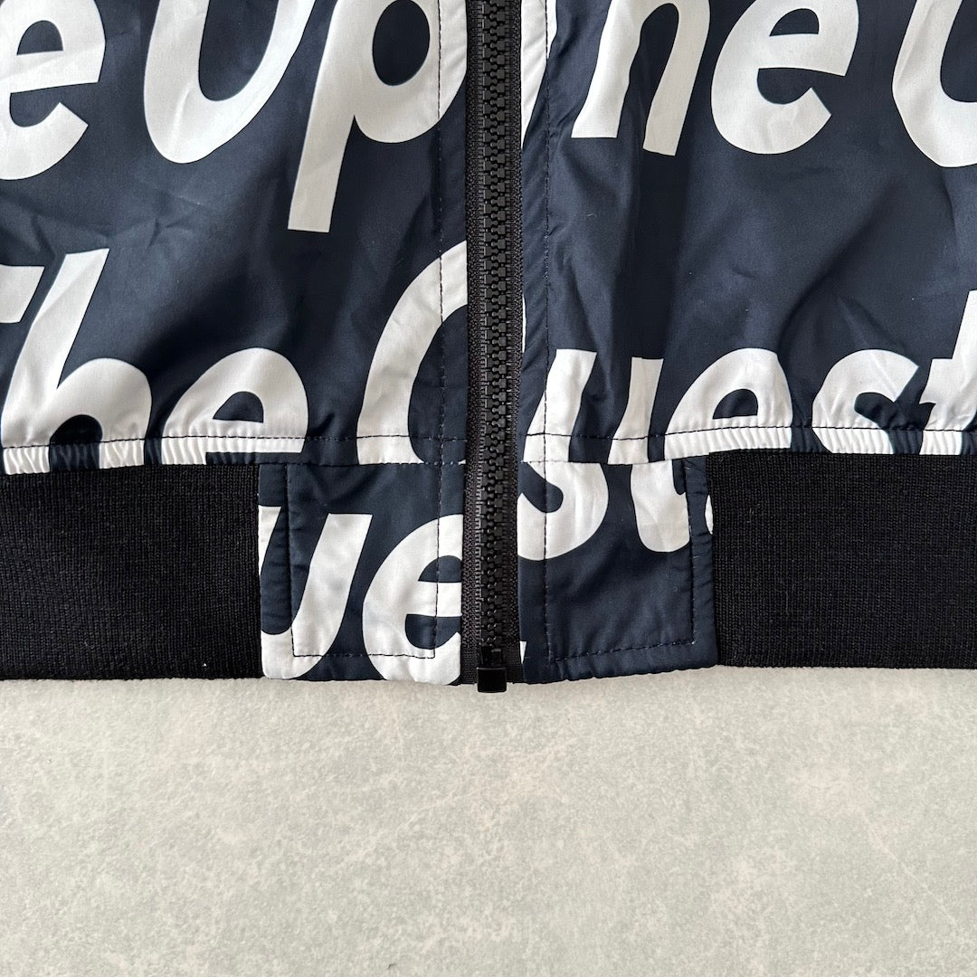 メッセージプリント リバーシブルナイロンブルゾン 総柄 LL 古着 メンズ