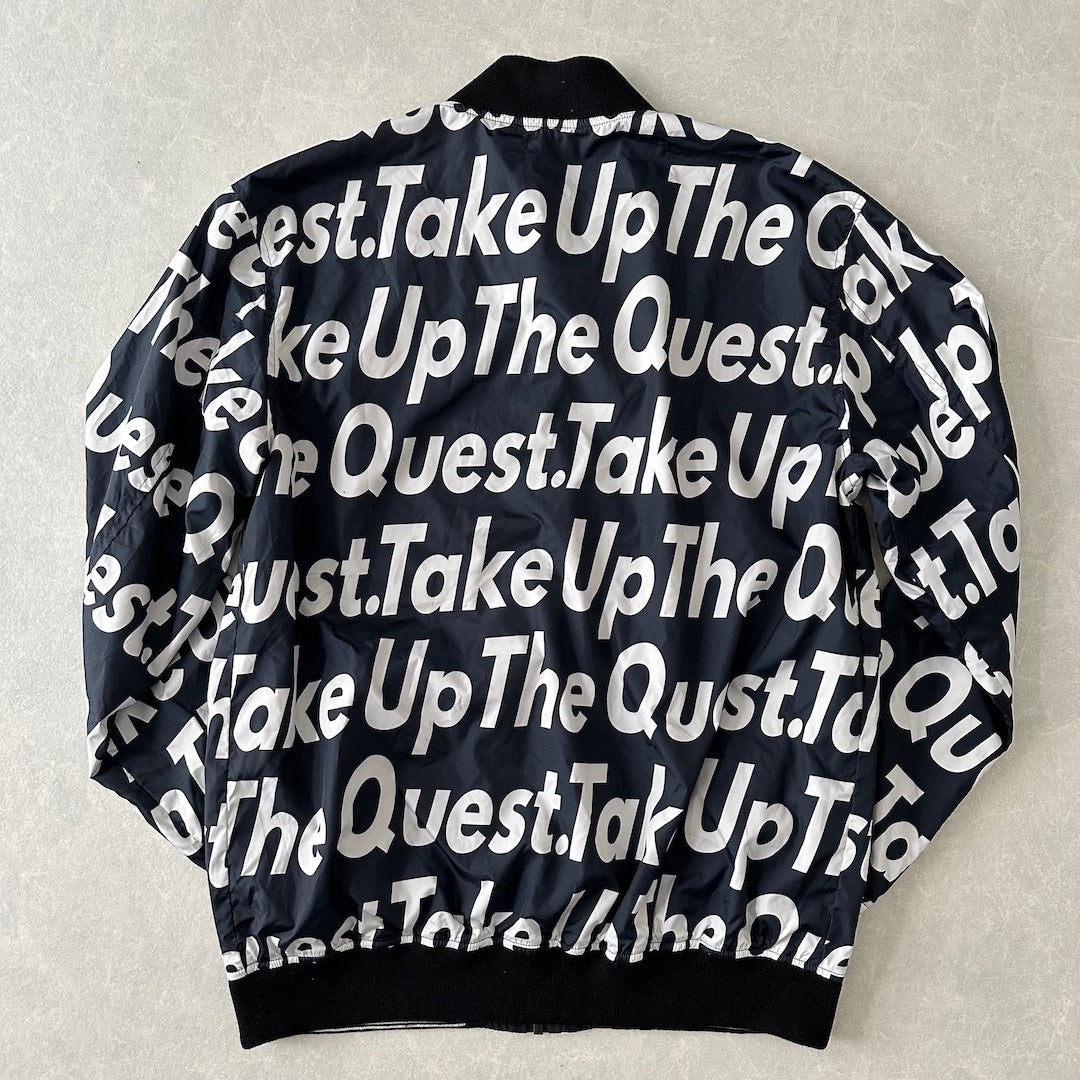 メッセージプリント リバーシブルナイロンブルゾン 総柄 LL 古着 メンズ