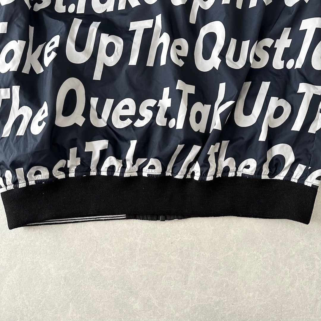 メッセージプリント リバーシブルナイロンブルゾン 総柄 LL 古着 メンズ