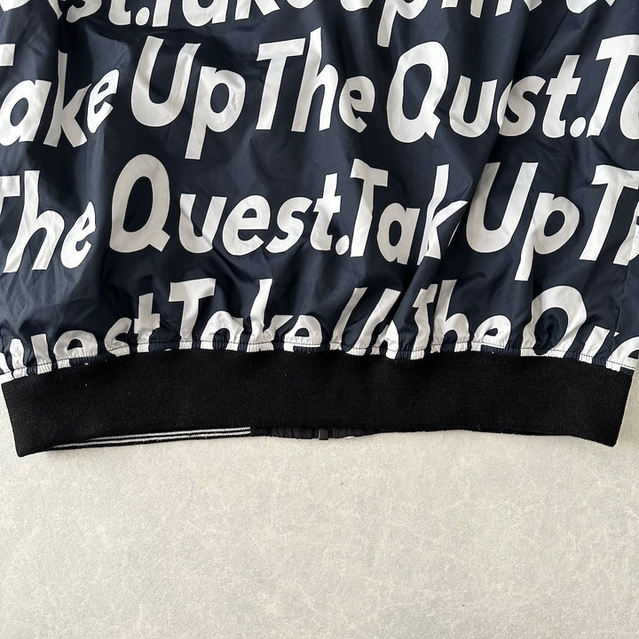 メッセージプリント リバーシブルナイロンブルゾン 総柄 LL 古着 メンズ