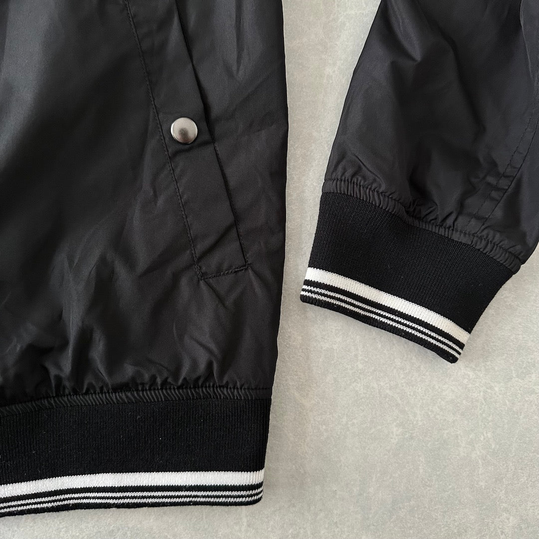 メッセージプリント リバーシブルナイロンブルゾン 総柄 LL 古着 メンズ