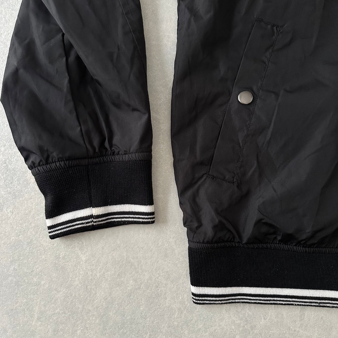 メッセージプリント リバーシブルナイロンブルゾン 総柄 LL 古着 メンズ