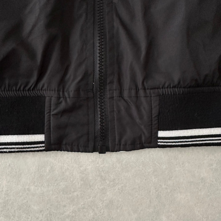 メッセージプリント リバーシブルナイロンブルゾン 総柄 LL 古着 メンズ