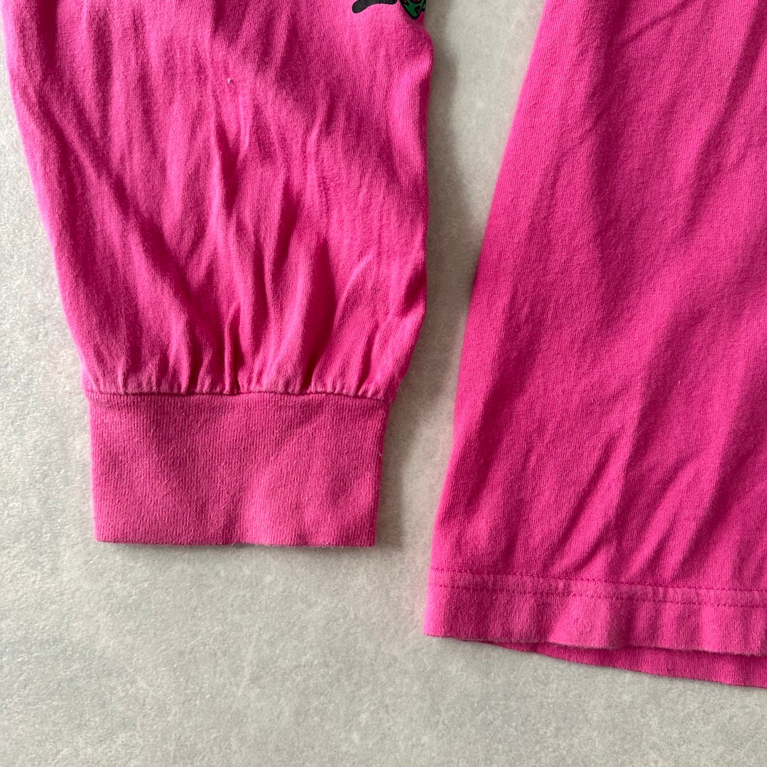 【XLARGE】ダンスプリント長袖ロングスリーブTシャツ ピンク XL 古着 メンズ