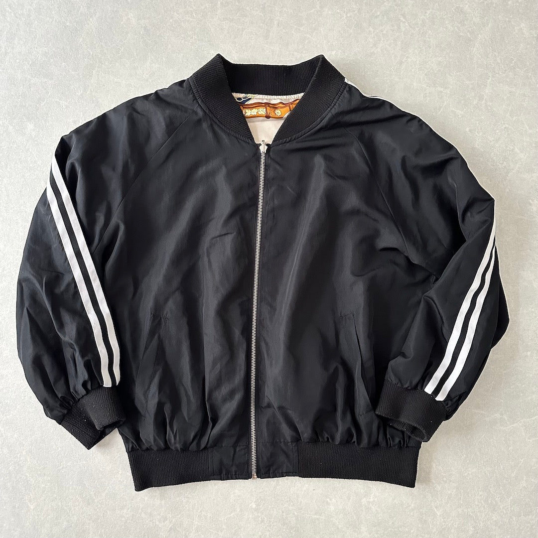 リバーシブル総柄ナイロンブルゾン 総柄 L 古着 レディース