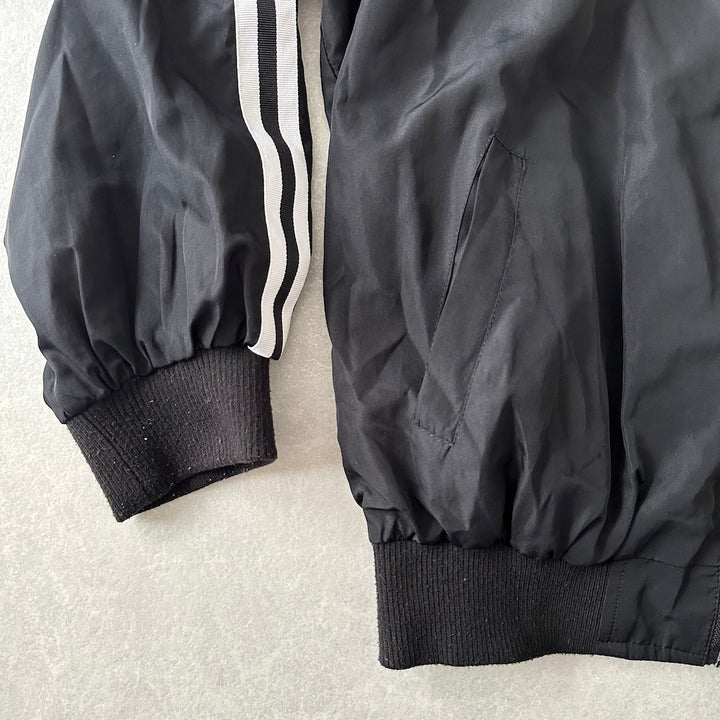 リバーシブル総柄ナイロンブルゾン 総柄 L 古着 レディース