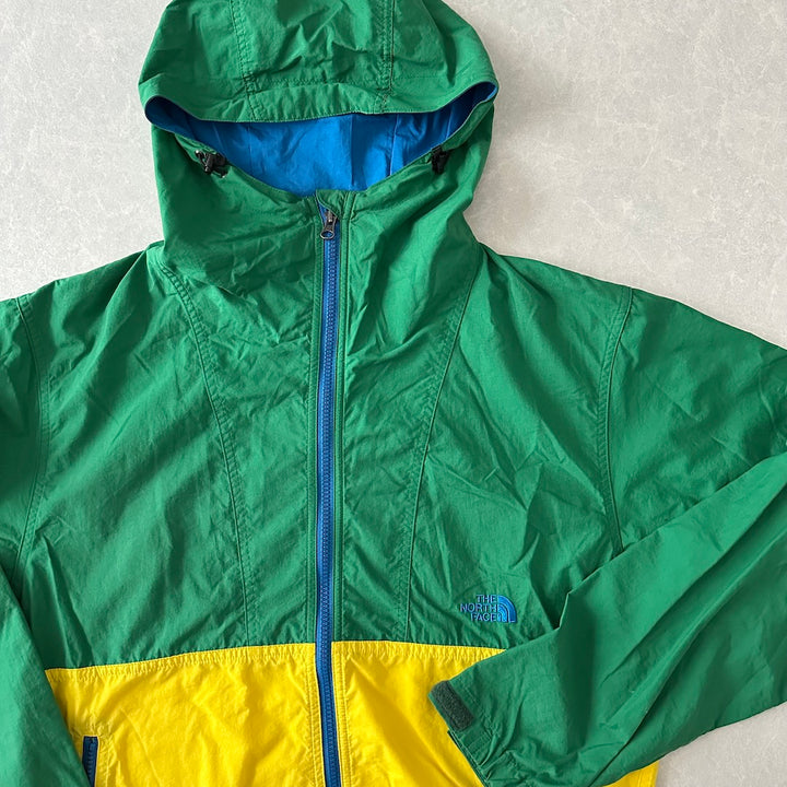 【THE NORTH FACE】ジップアップナイロンブルゾン グリーン×イエロー L 古着 メンズ