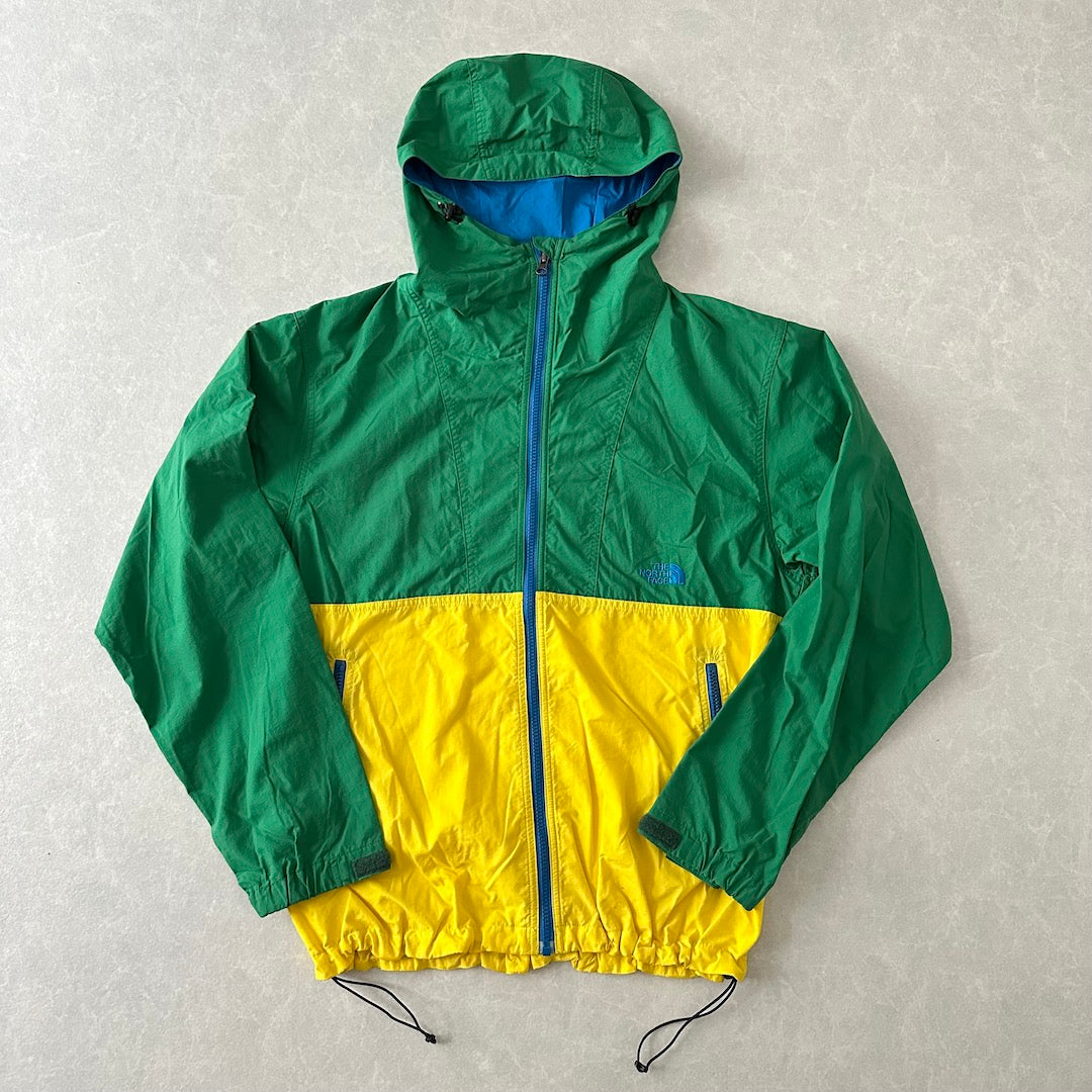 【THE NORTH FACE】ジップアップナイロンブルゾン グリーン×イエロー L 古着 メンズ