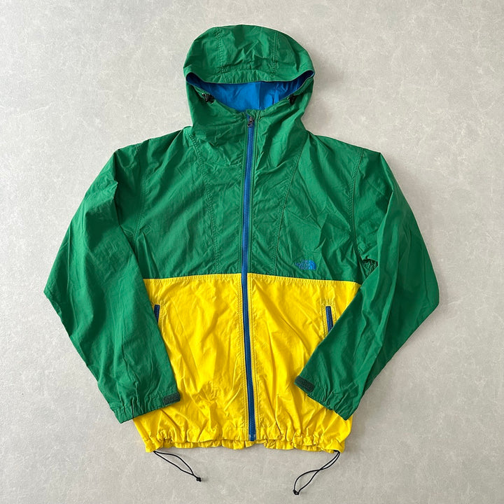 【THE NORTH FACE】ジップアップナイロンブルゾン グリーン×イエロー L 古着 メンズ