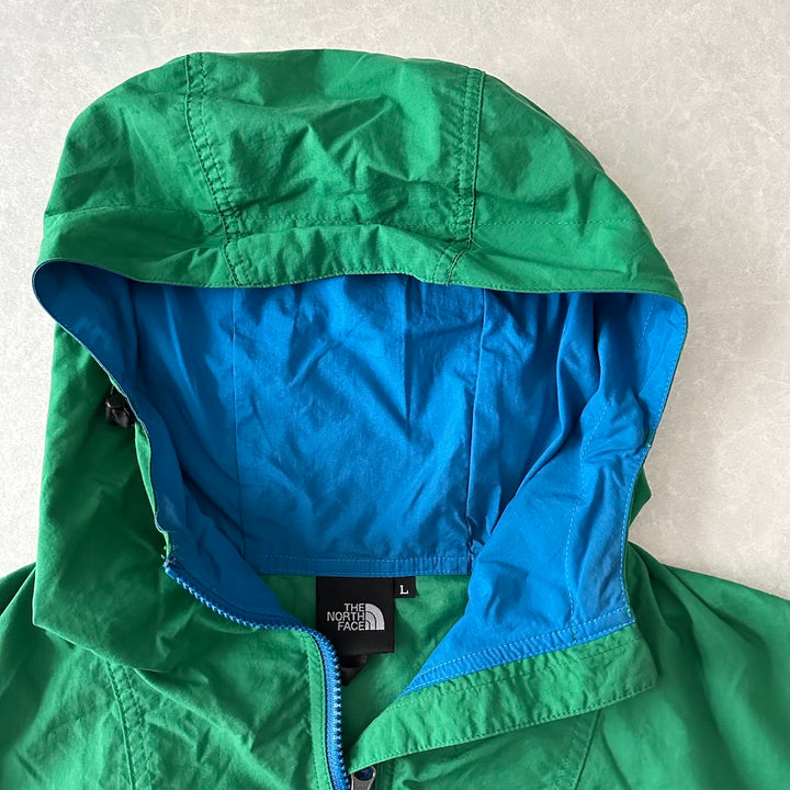 【THE NORTH FACE】ジップアップナイロンブルゾン グリーン×イエロー L 古着 メンズ
