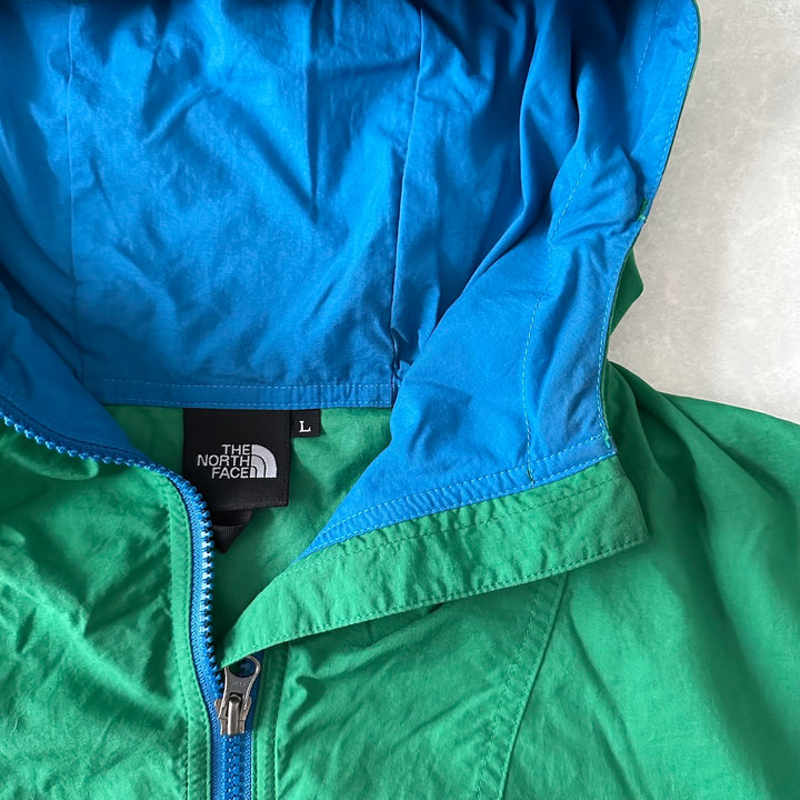 【THE NORTH FACE】ジップアップナイロンブルゾン グリーン×イエロー L 古着 メンズ