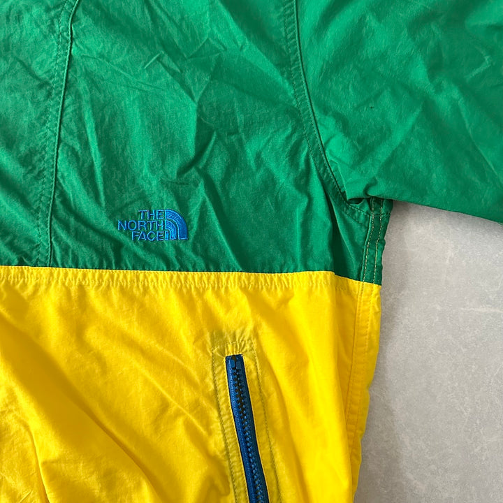 【THE NORTH FACE】ジップアップナイロンブルゾン グリーン×イエロー L 古着 メンズ