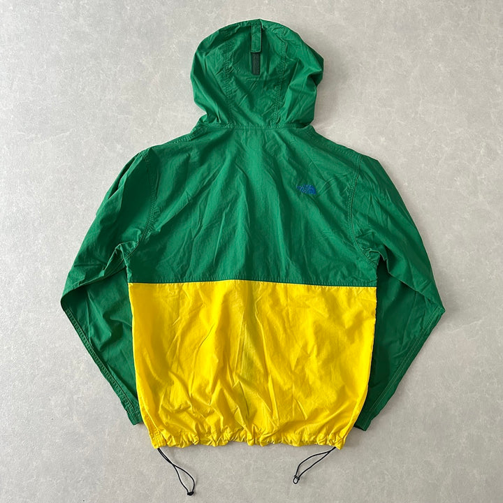 【THE NORTH FACE】ジップアップナイロンブルゾン グリーン×イエロー L 古着 メンズ