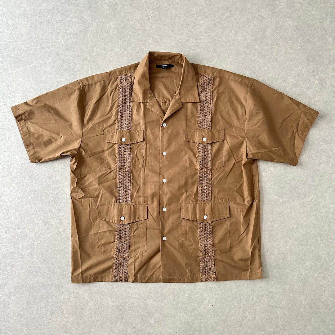 【CIAOPANIC】開襟半袖キューバシャツ ベージュ L 古着 メンズ