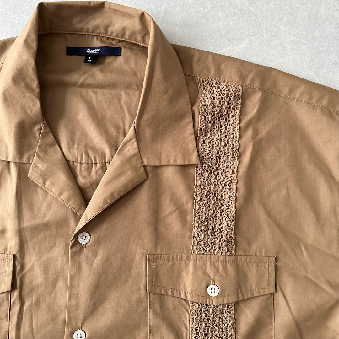【CIAOPANIC】開襟半袖キューバシャツ ベージュ L 古着 メンズ