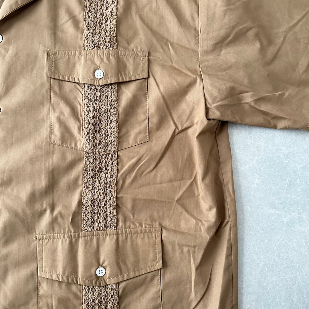 【CIAOPANIC】開襟半袖キューバシャツ ベージュ L 古着 メンズ