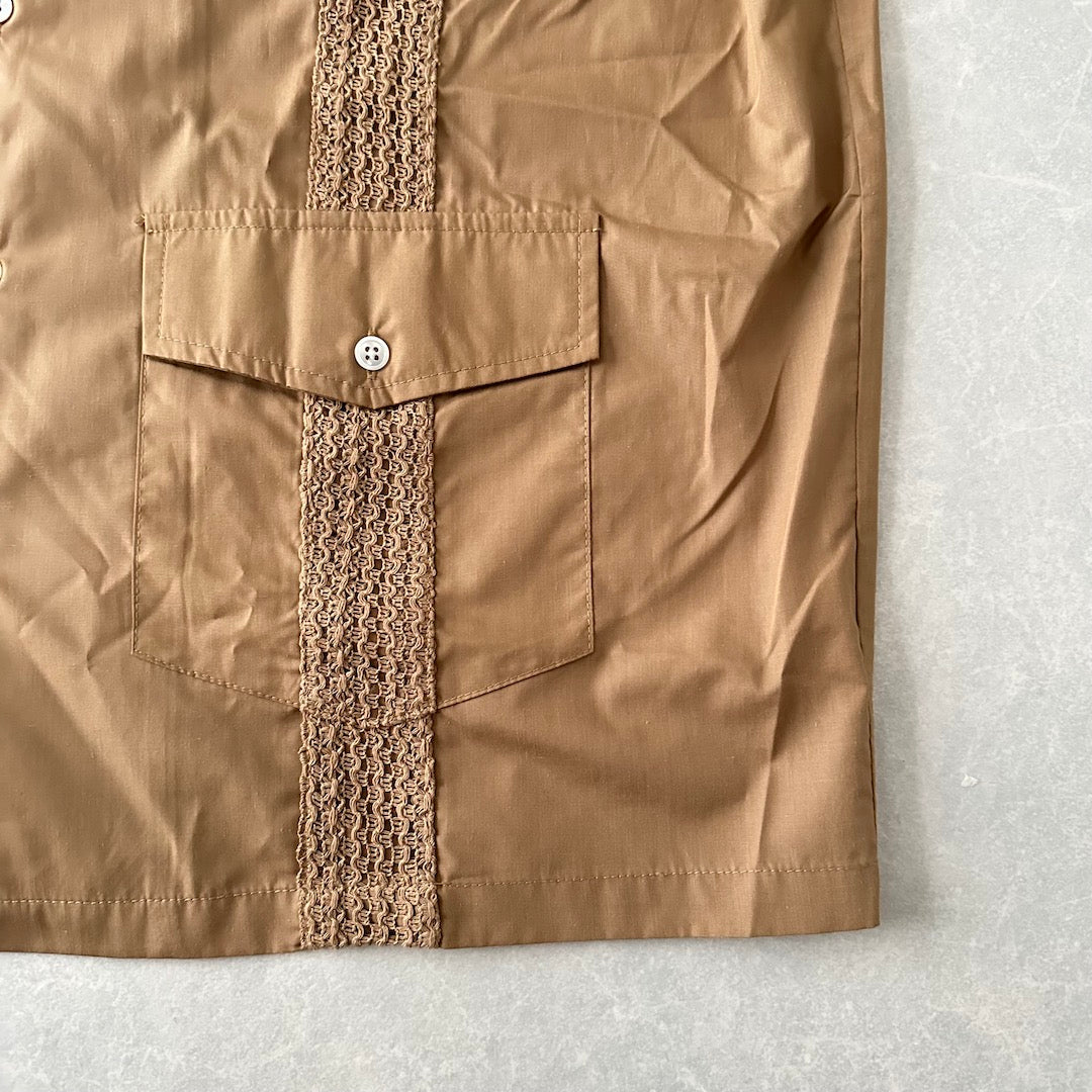 【CIAOPANIC】開襟半袖キューバシャツ ベージュ L 古着 メンズ