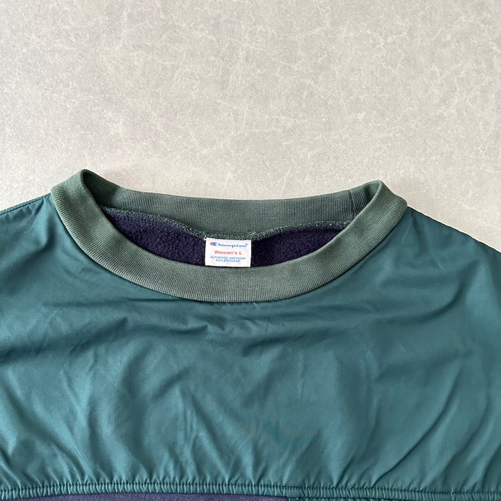 【Champion】マルチカラープルオーバーナイロンスウェット マルチカラー L 古着 レディース