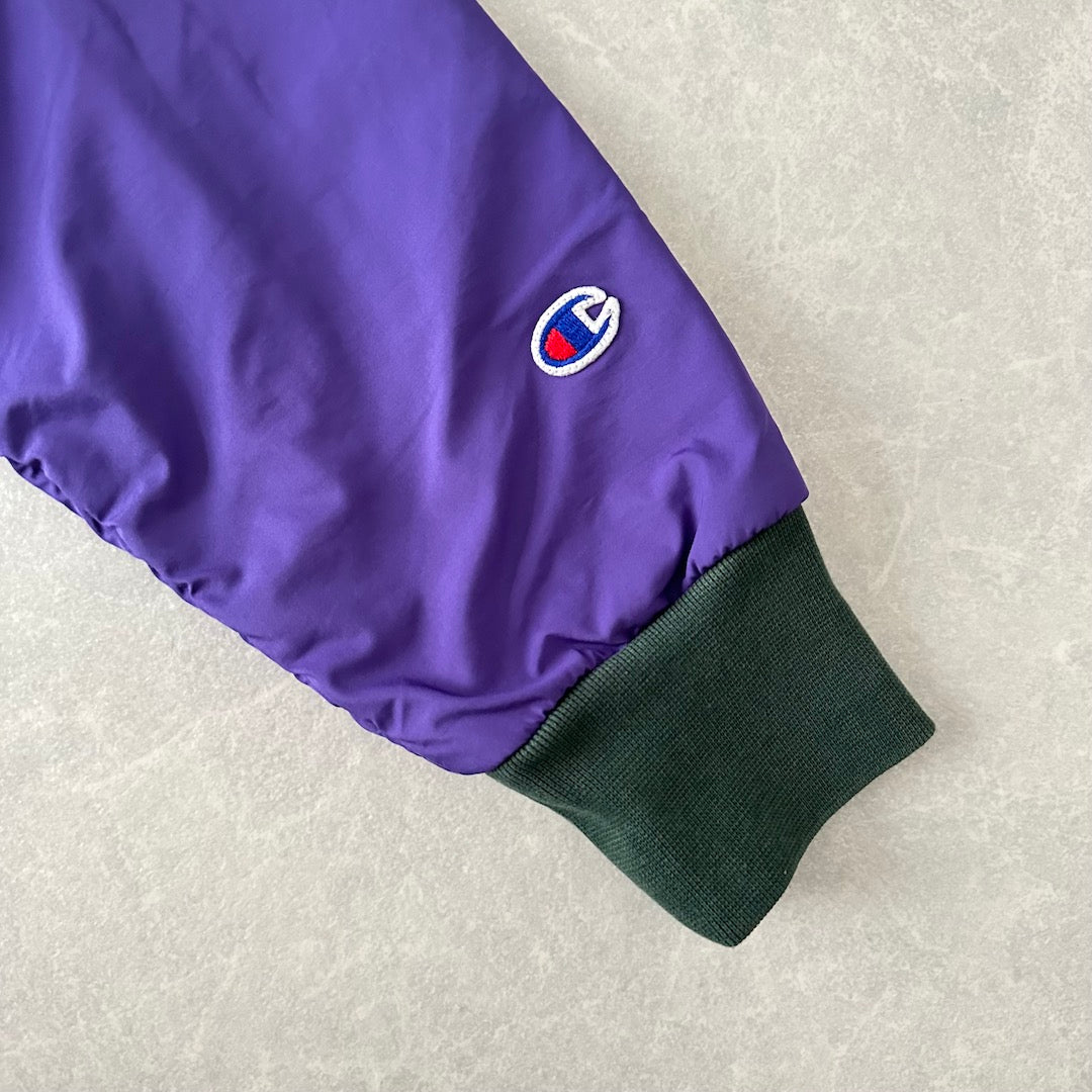 【Champion】マルチカラープルオーバーナイロンスウェット マルチカラー L 古着 レディース