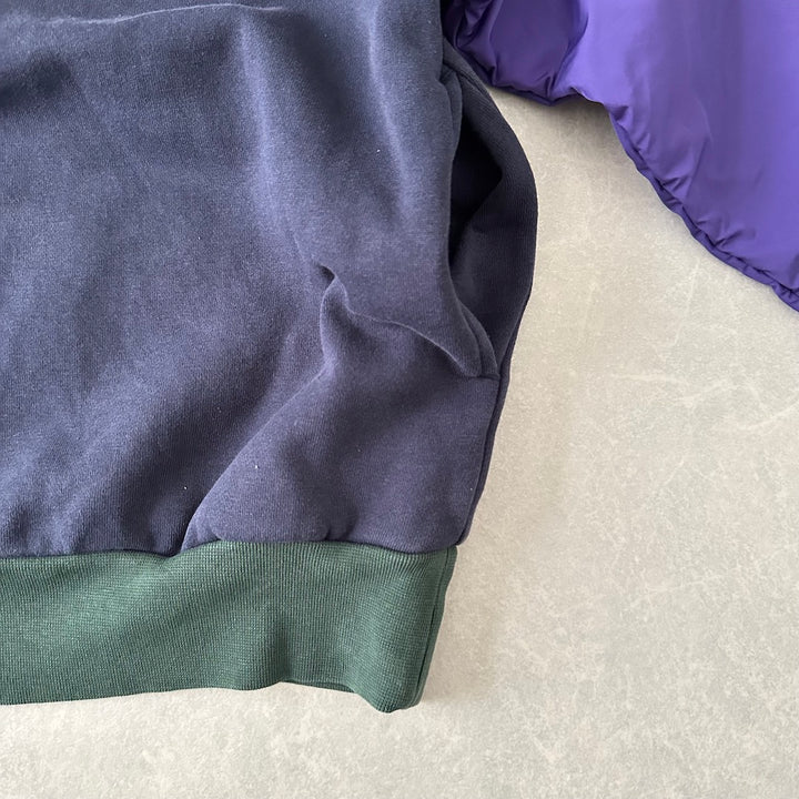 【Champion】マルチカラープルオーバーナイロンスウェット マルチカラー L 古着 レディース