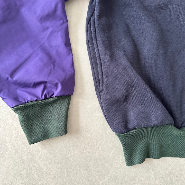 【Champion】マルチカラープルオーバーナイロンスウェット マルチカラー L 古着 レディース