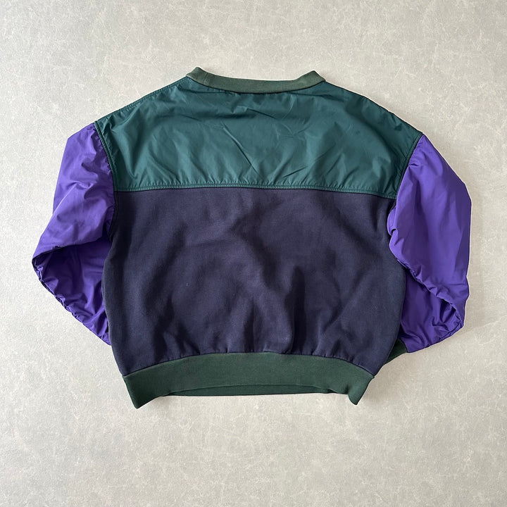 【Champion】マルチカラープルオーバーナイロンスウェット マルチカラー L 古着 レディース