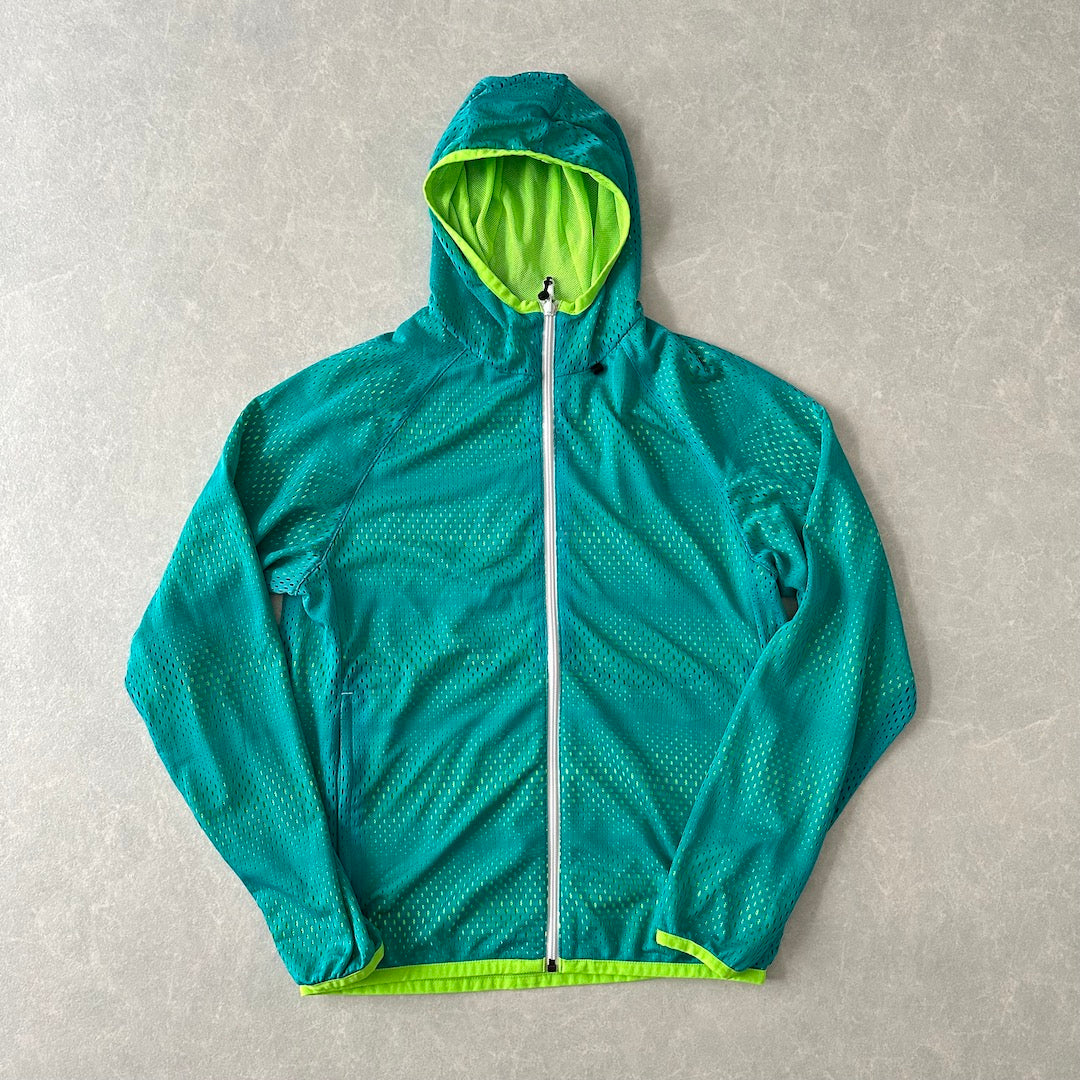 【NIKE】蛍光カラースポーティブジップアップパーカー グリーン S 古着 メンズ