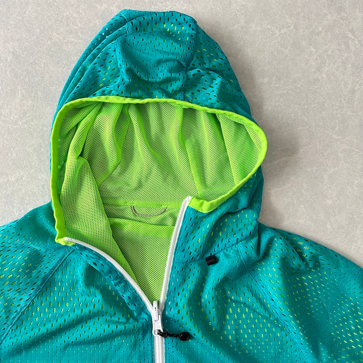 【NIKE】蛍光カラースポーティブジップアップパーカー グリーン S 古着 メンズ