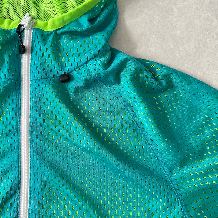 【NIKE】蛍光カラースポーティブジップアップパーカー グリーン S 古着 メンズ