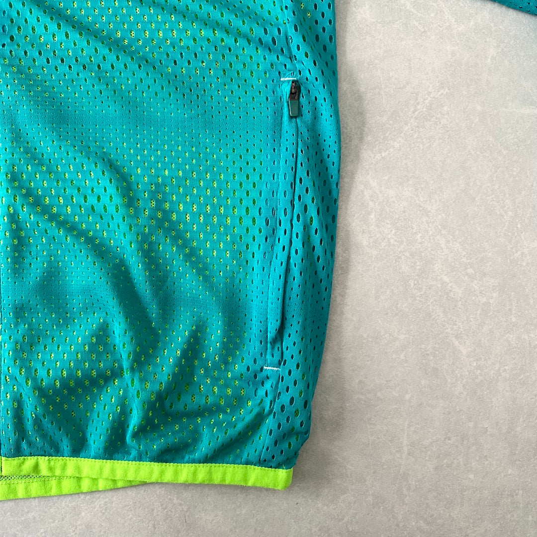 【NIKE】蛍光カラースポーティブジップアップパーカー グリーン S 古着 メンズ