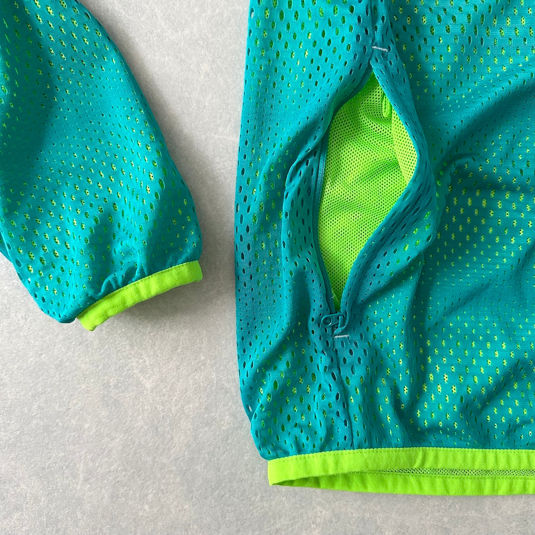 【NIKE】蛍光カラースポーティブジップアップパーカー グリーン S 古着 メンズ