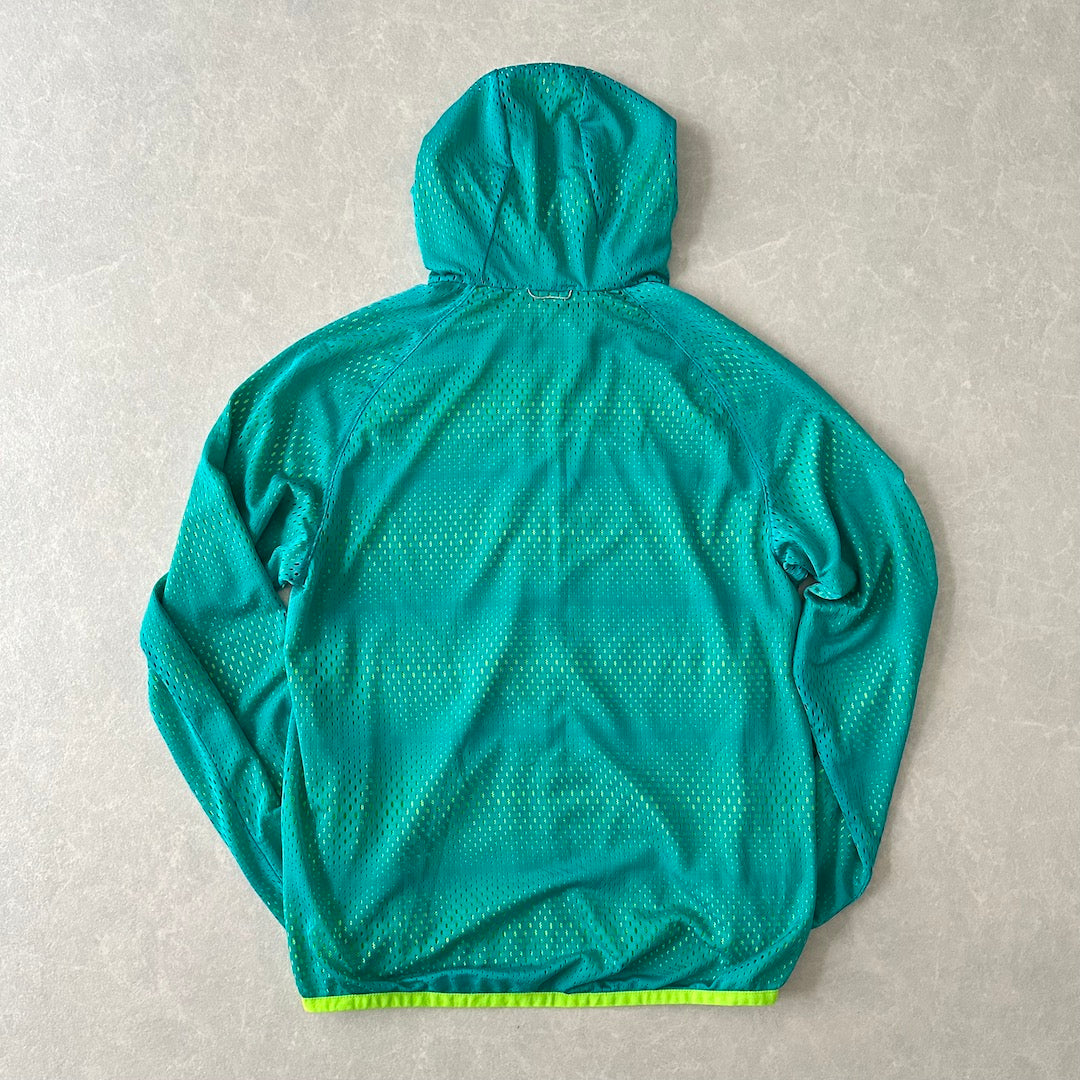 【NIKE】蛍光カラースポーティブジップアップパーカー グリーン S 古着 メンズ