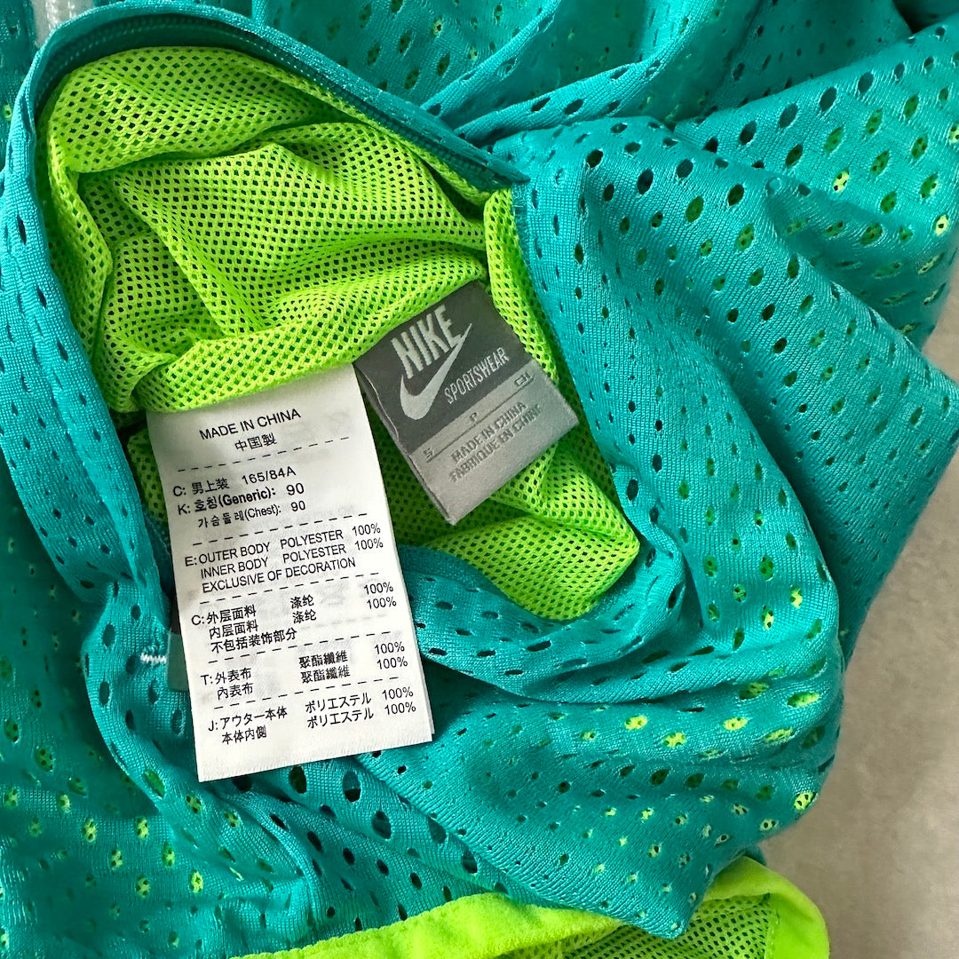 【NIKE】蛍光カラースポーティブジップアップパーカー グリーン S 古着 メンズ