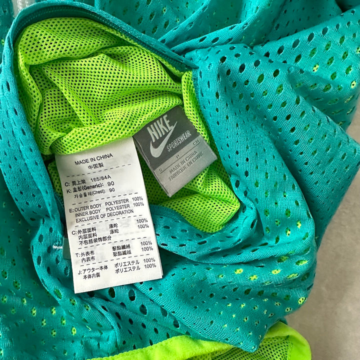 【NIKE】蛍光カラースポーティブジップアップパーカー グリーン S 古着 メンズ