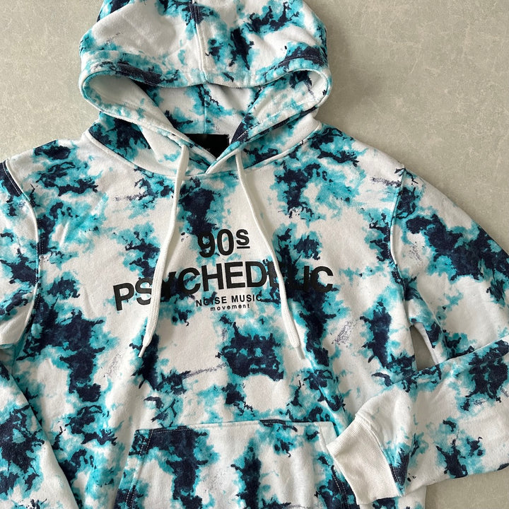 タイダイ柄プリントスウェットパーカー 総柄 L 古着 メンズ