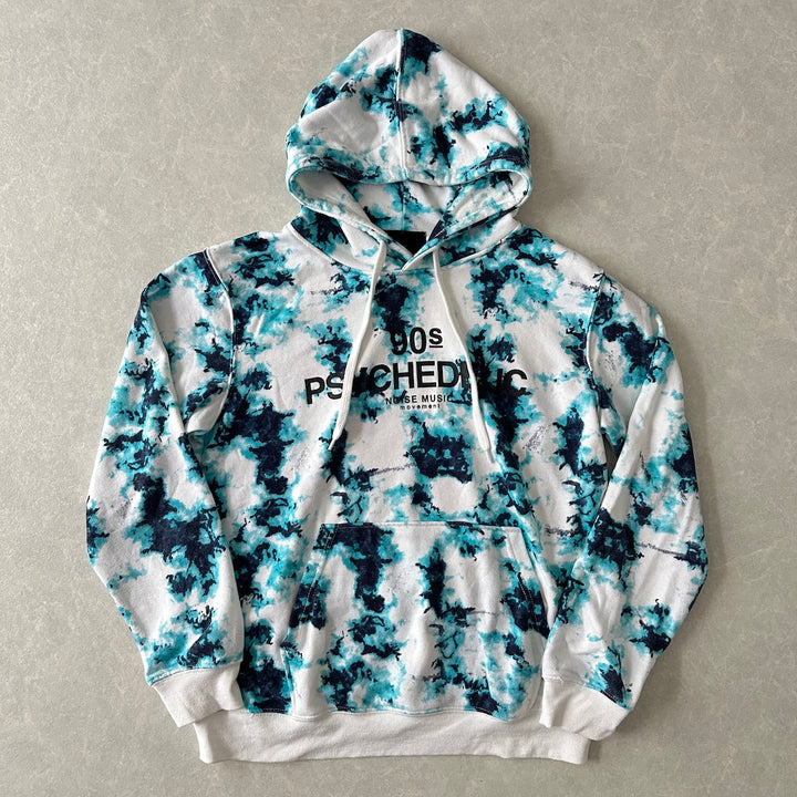 タイダイ柄プリントスウェットパーカー 総柄 L 古着 メンズ