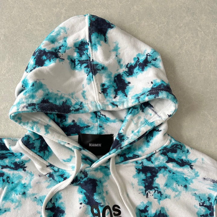 タイダイ柄プリントスウェットパーカー 総柄 L 古着 メンズ