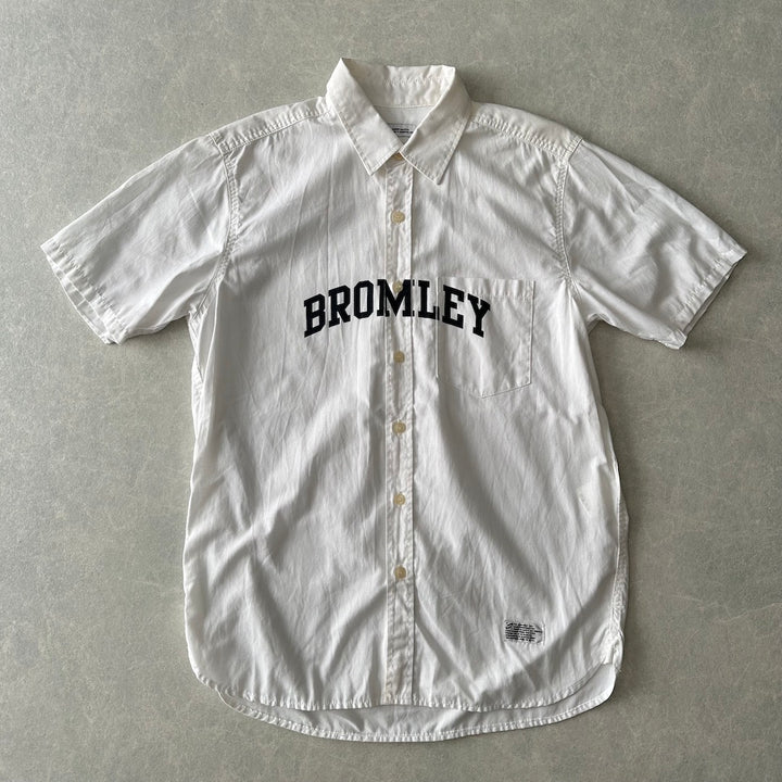 【SILAS】プリント半袖シャツ ホワイト M 古着 メンズ