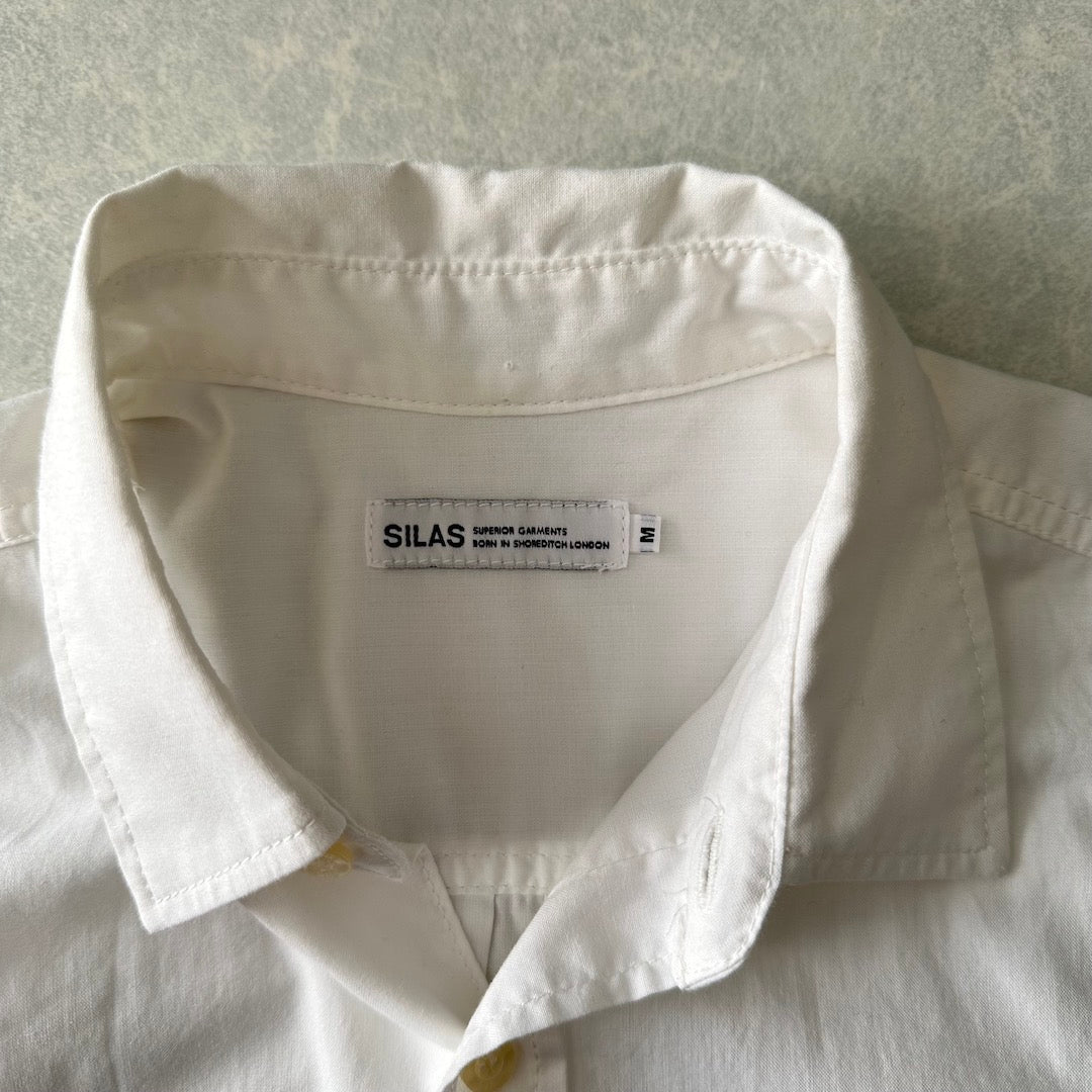 【SILAS】プリント半袖シャツ ホワイト M 古着 メンズ