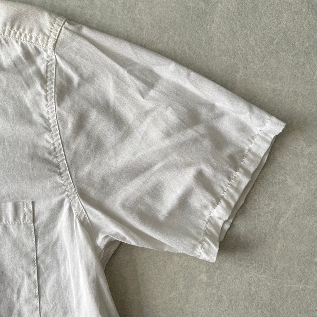 【SILAS】プリント半袖シャツ ホワイト M 古着 メンズ