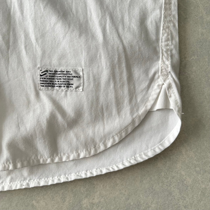 【SILAS】プリント半袖シャツ ホワイト M 古着 メンズ