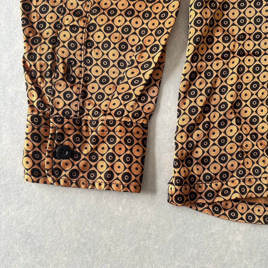 【STUSSY】モノグラム風グラフィカル総柄シャツ 総柄 M 古着 メンズ